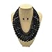 JHWZAIY 5 Layered Beaded Statement Chunky Necklaces For Women - Multi Strand Colorful Bead Layered Bib Necklace For Women Fashion Jewelry Costume Earring Set (New black)