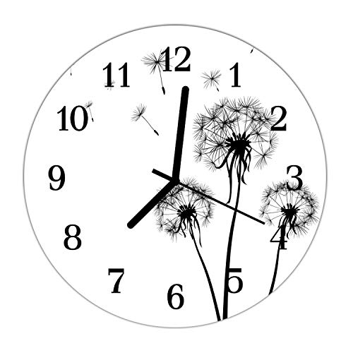 DekoGlas Wanduhr aus Echtglas | Motiv Zeichnung Pusteblume | Maße Ø30cm | Verschiedene Motive im Digitaldruck | für Wohnzimmer & Küche | mit Aufhängevorrichtung Cover