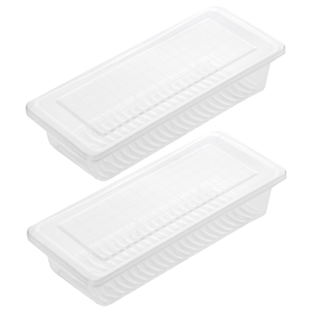 HOMSFOU Food Storage Boxes for Refrigerator 10.82 Inch Airtight Vegetable Crisper Containers with Lids and Drain Plate Stackable Kitchen Organizer for