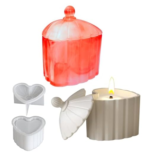 ATYUSVIC Heart Shaped Resin Jar Mold with Lid, Silicone Mold for Epoxy Resin, Jewelry Trinket Box, Storage Container, Candle Jar Mold, DIY Decor (Style4)