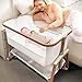 Motherly Haven Baby Bassinet Bedside Sleeper, Portable Crib for Newborns, Adjustable 7-Height Auto-Lock, with Wheels, Soft Mattress & Breathable Mesh