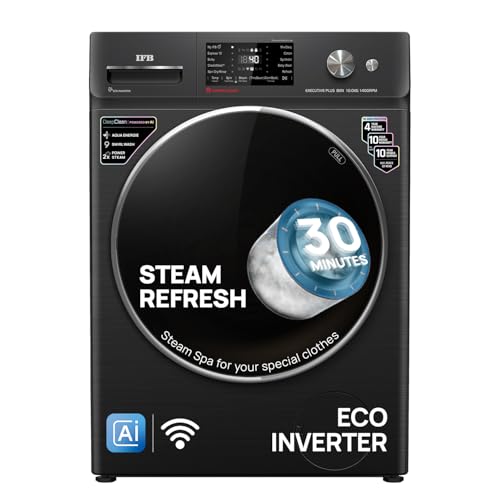 IFB 10 Kg 5 Star, DeepClean®, AI Powered, WiFi, Fully Automatic Front Load Washing Machine (EXECUTIVE PLUS BXN 1014KH, PowerSteam®, 9 Swirl, Steam Ref