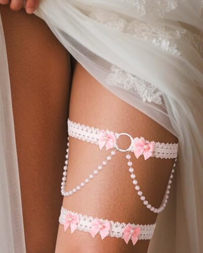 Campsis Wedding Garter for Bride, Pearl Garter Belt for Bridal4