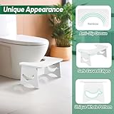 Bamboo Squatting Step Toilet Stool for bathroom, Foldable Bathroom Squat Aid Proper Toilet Posture Footstool, Ergonomic Curve Squatting Potty Poop Stool with Non-Slip Pads,6.9Inch Height (White) - Image 5