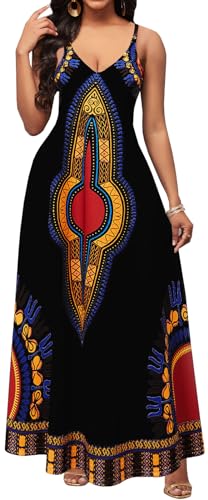 Image of Maxi Dresses for Women Sexy Casual Spaghetti Strap Long Summer Sundress with Pockets