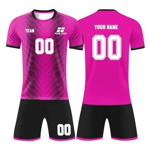 Equipo Camiseta Fútbol Personalizadas Nombre Número y Logotipo para Hombres y Niño, equipación Fútbol DIY con Conjunto Top Pantalón Corto y Calcetines