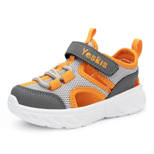 Image of YESKIS Toddler Boys Girls Sport Sandals Outdoor Athletic Hiking Running Tennis Barefoot Shoes Lightweight Closed Toe Adjustable Strap for Toddler and Little Kids