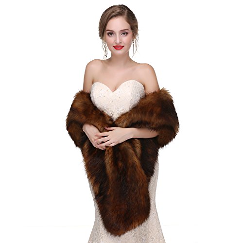 Women's Faux Fur Bridal Shawls Wraps Ladies' Stoles Cape Shrug Coat4