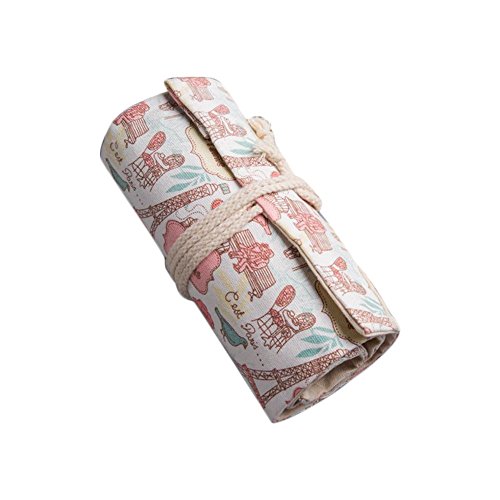 Preisvergleich Produktbild daliuing Stationery Geschenkpapier Tasche langlebigem Segeltuch Aufrollbar Faltbare Bleistift Tasche Tasche 48 Slots Pen Aufbewahrung kleiner Tasche für Schule Büro 62 * 21CM 48 Slots