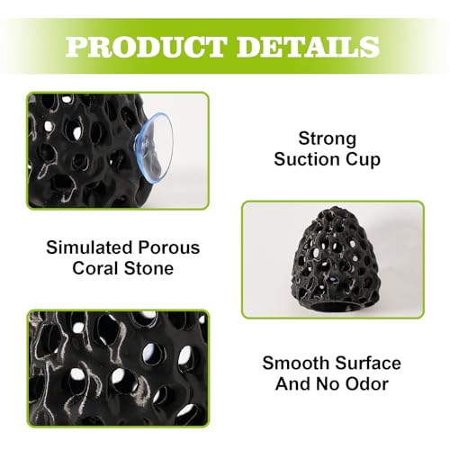 Image of Shrimp Dome Hide, Shrimp Hides for Aquarium, Betta Fish Hideout with Suction Cup, Betta Habitat Tank Ornament Accessories, Aquarium Decor for Small Fish Guppy Hiding Resting (Black)
