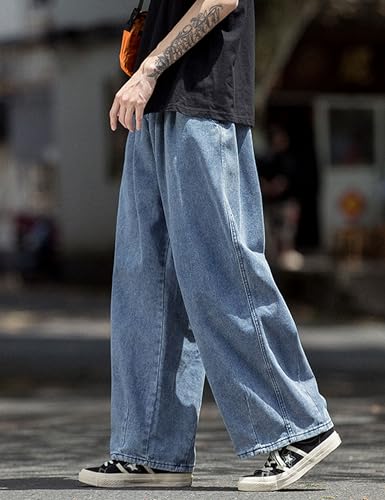 COOLMONAR Men's Loose Fit Baggy Jeans Casual Streetwear Wide Leg Oversized Denim Pants2