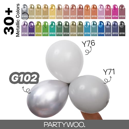 Image of PartyWoo Silver Balloons 130 pcs Different Sizes of 18 12 10 5 Inch Silver Balloon Arch Kit Garland for Birthday Graduation Bachelorette Engagement Bridal Shower Wedding Party Decorations Silver-G102