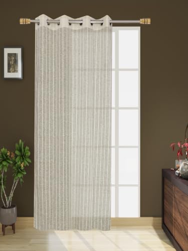 Image of Exporthub Sheer Linen Cotton Curtains for Long Door 8 Feet Set of 1 Pc, Green - Light Filtering Breathable Fabric Drapes for Living Room & Bedroom (EHSPR056 84 1)