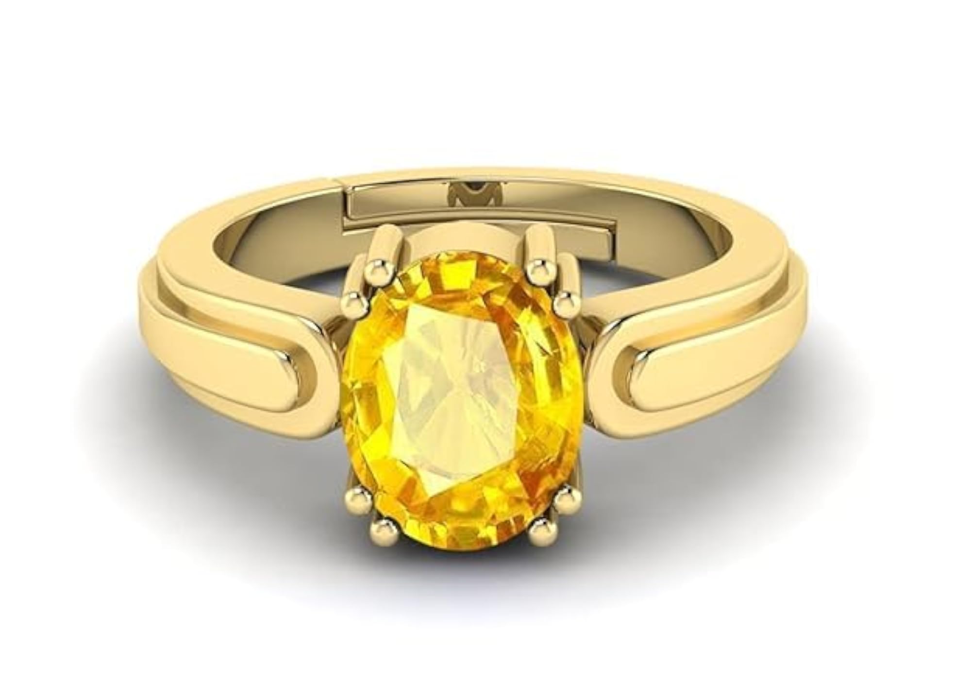 Natural Yellow Sapphire Pukhraj Gemstone Gold Plated Ring