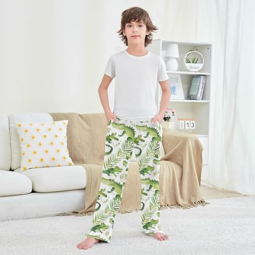 Pajama Pants Cartoon Crocodiles Pattern Long Sleep Pants Lounge Bottoms4