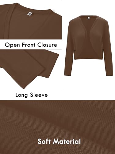 Image of Heymoments Women's Long Sleeve Thin Kintted Shrugs Sweaters Lightweight Cropped Tops Open Front Cardigan for Dress