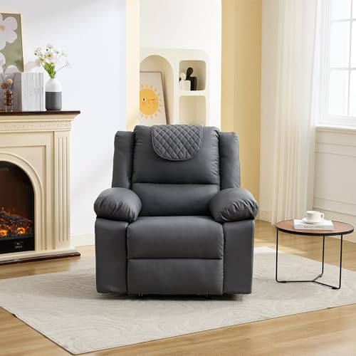 Image of Manual Recliner Chair for Adults with Heating & Massage, 135 Adjustable Reclining Lounge Chair with Side Pockets & Remote Control, Ideal for Living Room Bedroom,Gray