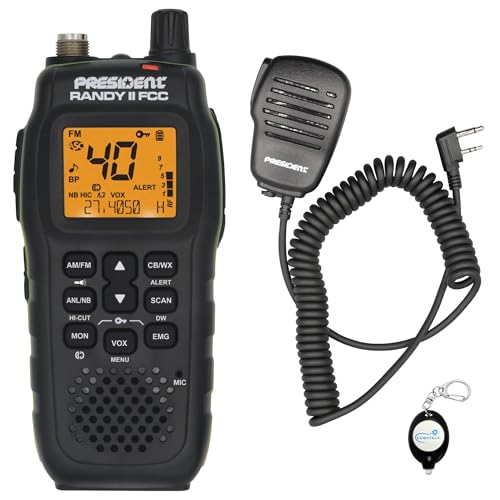 President Electronics Randy II FCC - First FCC Approved AM/FM Handheld CB Radio, Weather Radio, Portable CB Radio, Bundle with Speaker Microphone and Keychain