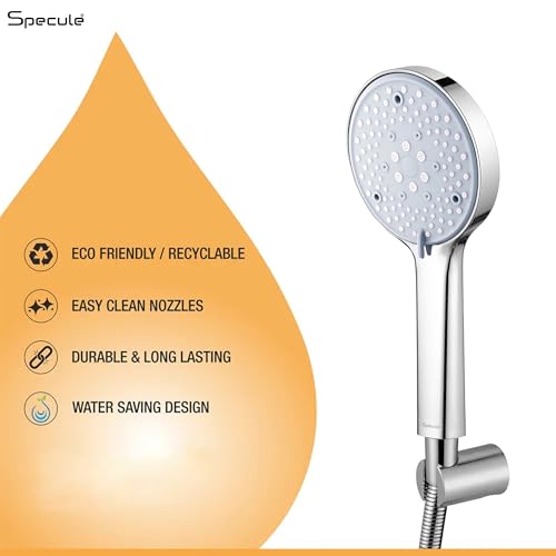 Image of 7-Function ABS Hand Shower for Bathroom | Includes SS-304 Grade 1.5 Meter Flexible Hose & Wall Hook | Chrome Finish | High-Pressure Multi-Mode Shower Head Set (Silver)