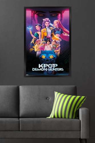 Image of Netflix KPop Demon Hunters (2025) - Group Wall Poster, 34L inch x 22.4W inch, Black Framed Version