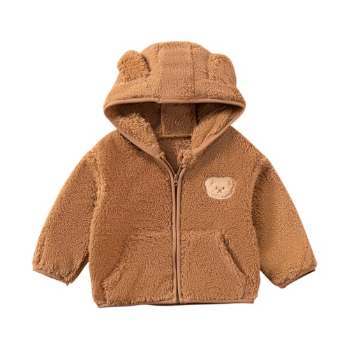 Beessbest Kids Girls' Zip Up Fuzzy Fleece Jacket Cute Teddy Coat Ultra Soft Bear Ears Hoodie Sweatshirt Toddler Winter Coat