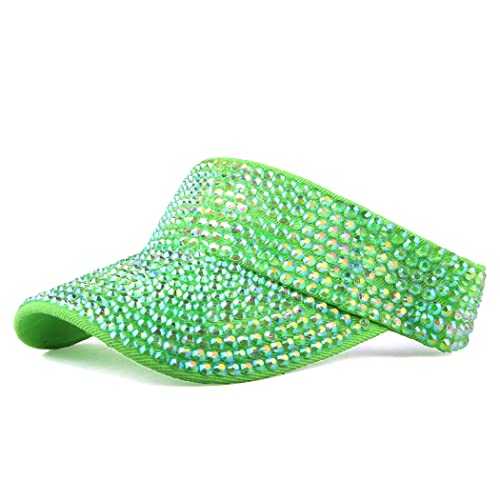 Image of Gudessly Shiny Rhinestones Sport Sun Visor Adjustable Summer Cap Visor Caps for Women Men