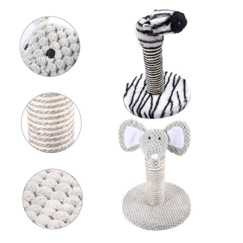 Kit 2 postes rascadores para gato con diseño elefante y cebra miniatura 6