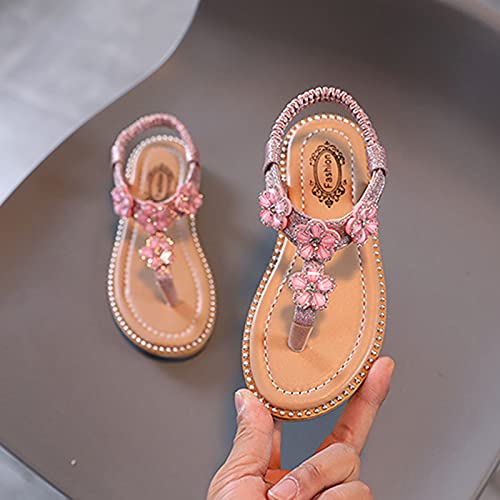 Kids Sandals Flip Baby Sandals Crystal Toddler Girls Infant Bling Kids Floral Flop Shoes Girl's Shoes (Pink, 9.5 Toddler)3