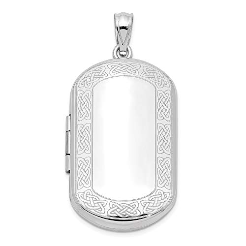 925 Sterling Silver Irish Claddagh Celtic Knot Border Rectangular Photo Pendant Charm Locket Chain Necklace That Holds Pictures Shaped Fine Jewelry For Women Gifts For Her