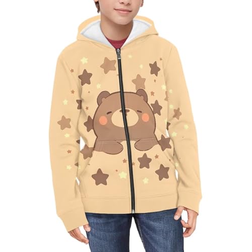 AFPANQZ Kids Zip-Up Hooded Sweatshirt Lightweight Hoodie Long Sleeve Hooded Jacket with Pockets for Boys 6-16 Years2