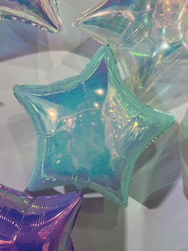Image of Metallic Star, Heart, and Crown Balloons, Assorted Iridescent Colors