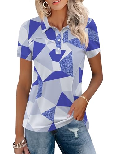 IECCP - IECCP Polos de golf à manches courtes pour femme - Col en coton léger avec évacuation de l'humidité - T-shirt d'été pour le travail et les loisirs - 2025, XXL