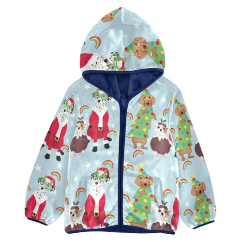 Cute Dogs Dressed for Christmas Girls Fleece Jacket Girls Fall Jacket Girls Zip Up Hoodie Girls Sherpa Jacket 2-10T