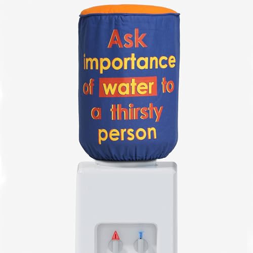 Image of Swayam 20 Litre Bottle Cover for Home & Office | Bottle Protector | Lace Closure at Bottom | Machine Washable | Environment Friendly | Digitally Printed | 44cm x 42cm x 32cm - Blue