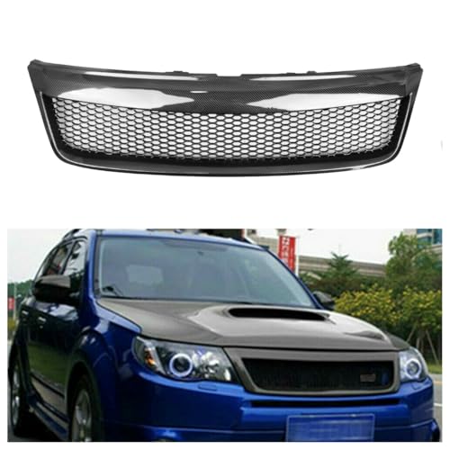 Front Bumper Grille Mesh For Subaru Forester 2009-2013 2010 2011 Matte Black Carbon Fiber Look Glossy Black