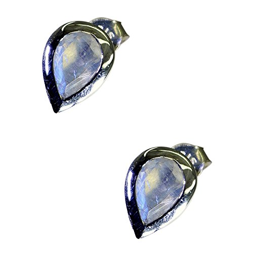 Pendiente natural de piedra lunar del arco iris para la joyería hecha a mano de la plata esterlina de Women & Girls para la forma de la pera de las muchachas Cover