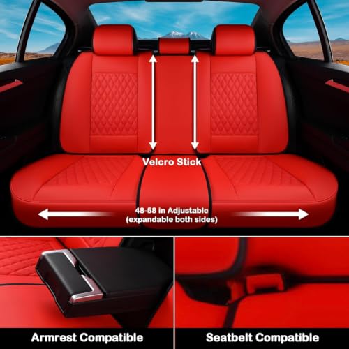 Image of Coverado Car Seat Covers Full Set, Automotive Front and Rear Seat Covers with Backrest, Nappa Leather Car Seat Protectors Waterproof, Universal for Most Vehicles