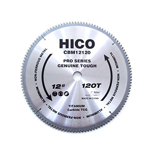 HICO 12-Inch 120-Tooth TCG Aluminum and Non-Ferrous Metal Saw Blade with 1-Inch Arbor, Metal-Cutting Circular Saw Blade