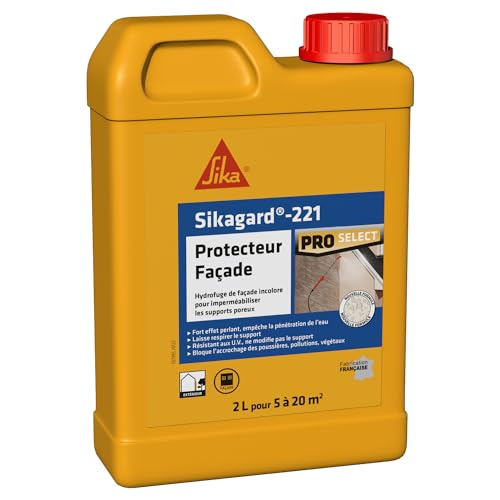 SIKA - Hydrofuge imperméabilisant façade et mur - Sikagard 221 Protecteur Façade - Améliore la résistance aux salissures - Multisupports - Application...