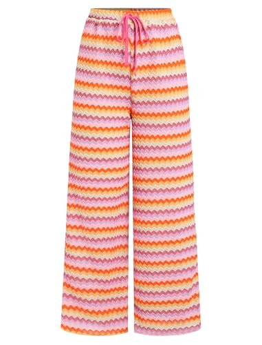 Image of ZAFUL Womens Beach Cover Up Pants Sexy Crochet Drawstring Elastic Boho Swimsuit Cover Up Long Pants Beach Wear