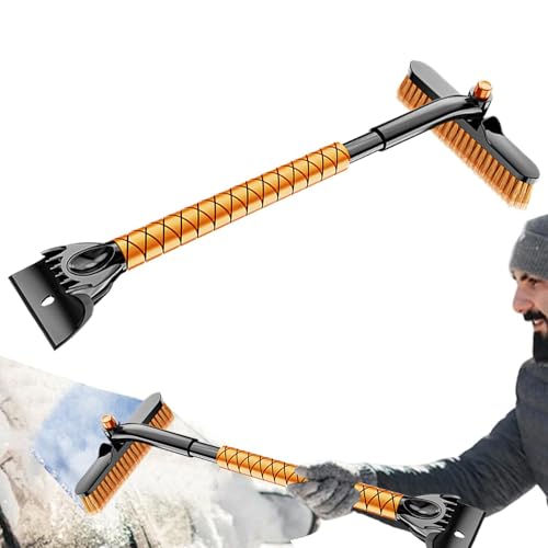 Raspador de hielo para coche, herramienta de eliminación de nieve para raspador de coche, pala de nieve antihielo para ventanas, cepillo de nieve con mango ergonómico, cepillo de nieve para