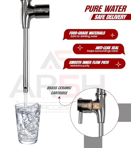 Image of Brass Modular Kitchen Cabinet Water Purifier Tap Including Pipe & Fittings With 3 Year Warranty | RO Tap Faucet | Leakproof Tap Extender for Kitchen RO Purifier System (1 /4 inch & 3 /8 inch RO Pipe)