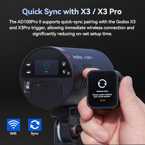 Image of Godox AD100 Pro II AD100ProII Pocket Flash, 100Ws Strobe Light One-Touch Sync with X3 /X3Pro, 2.4G TTL 1 /8000s HSS,490 Full Power Flashes,0.01~1.5s Recycle Time (AD100ProII)