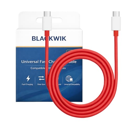 Image of Blackwik Type C to Type C 65W Fast Charging Cable Compatible with OnePlus 12, 12R, 11, 11R, 10R, 10T, 9, 9R, 9 Pro, 9RT, 8T, Nord Series (Dash /Warp /SuperVOOC Support, 10V /6.5A, Red)