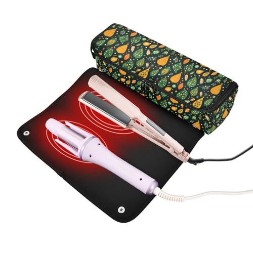 Bolsa de viaje resistente al calor para herramientas de cabello con diseño marmolado Winter Holiday, para planchas, rizadores y accesorios de cuidado capilar, portátil y organizador miniatura 2