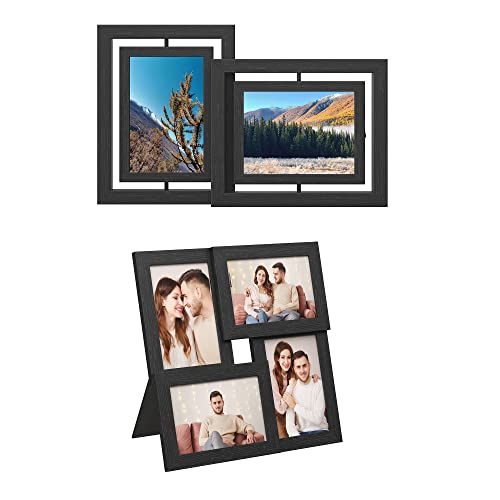 Songmics Set Of 2 Rotating Photo Frames And Collage Picture Frames For Four Photos Bundle, Wall-Mounted Or Tabletop Stand, Black Urpf258B01 And Urpf25Bk #TOP28