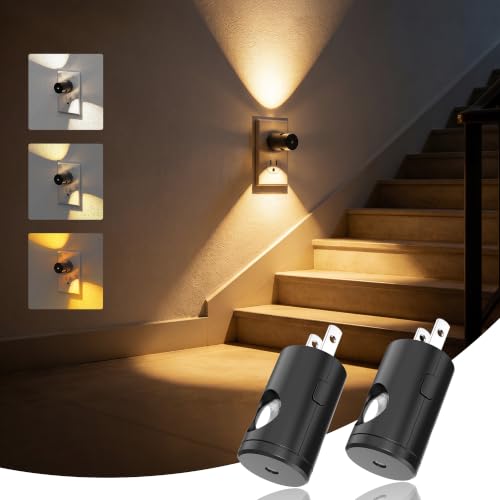 Image of JandCase Night Lights Plug into Wall, 2 Pack Mini Lens Night Light | 3CCT Color Temperature, 180 Rotatable Night-Lights, Dimmable Nightlight Plug in, Light Sensor, Bathroom Hallway Room Decor
