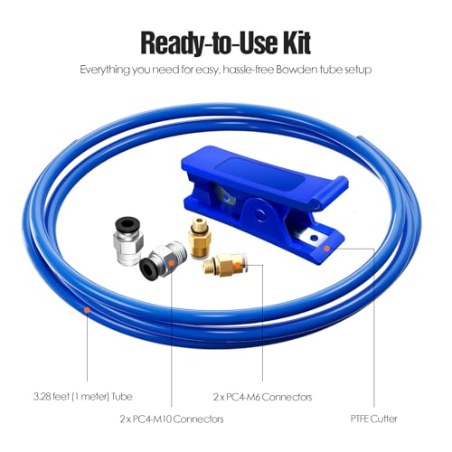 HANGLIFE Bowden Tube Kit, PTFE Tube for 1.75mm Filament with PC4-M10 & PC4-M6 Tubing Connectors, Cutter Included – 3D Printer Accessories for Creality Ender 3/3 Pro/3 V2/5/5 Pro/CR 10 & More - Image 3