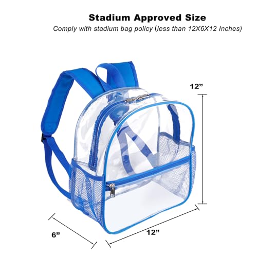 Image of Fomaris Clear Backpack Stadium Approved 12x6x12, Clear Bag with Reinforced Straps for Stadium Events, Sports, Festivals, Concerts - Blue