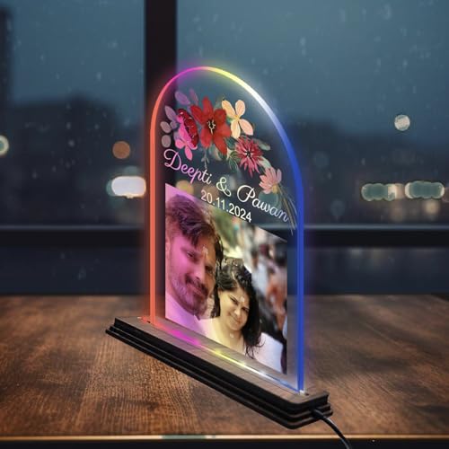 Image of Brown Cloud Personalized Name Photo LED Night Lamp Customized Gift for Men Women Husband Wife Girlfriend Boyfriend Birthday Marriage Anniversary Festivals Decoration(LED RBW NL AO 001)(D3)